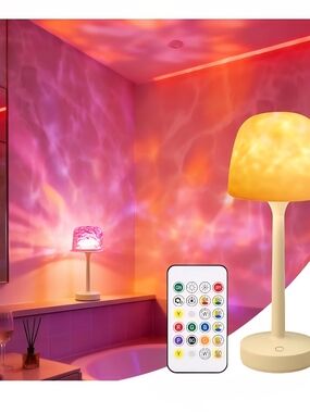 Recharable USB-C Table Lamp with Ocean Wave Projector
